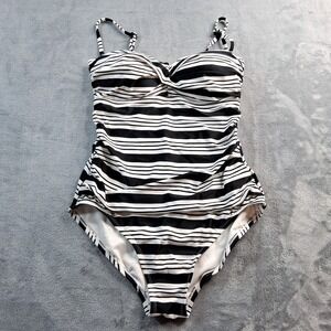 Catalina‎ Swimsuit Women's Sz M(8-10) Black & White Stripe Melbourne One Piece